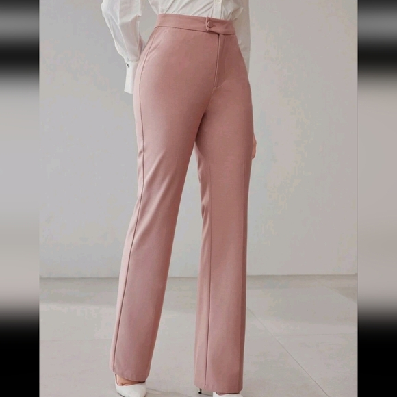 SOLID SEAM FRONT FLARE LEG SUIT PANTS - Picture 2 of 4